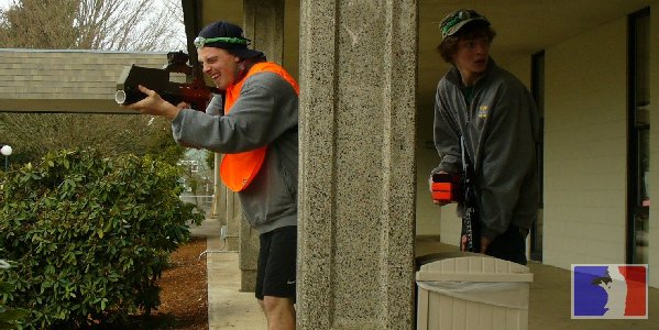 We use lots of different laser tag props on our field. This picture was taken during a game of Battleball.